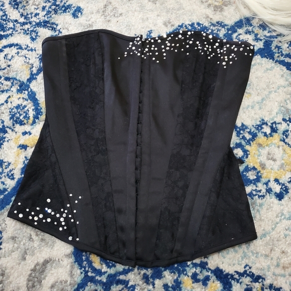 Lady Gaga Cosplay Halloween Costume Black Corset Wig Gloves Necklace & Makeup - Picture 2 of 13